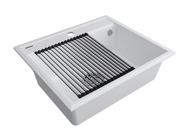 мойка stepia 60, it-granit + ролл-мат step брашированная нерж. сталь, pm115951-wh+r375-bs