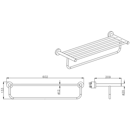 полка для полотенец aquatek aq4015mb черная матовая