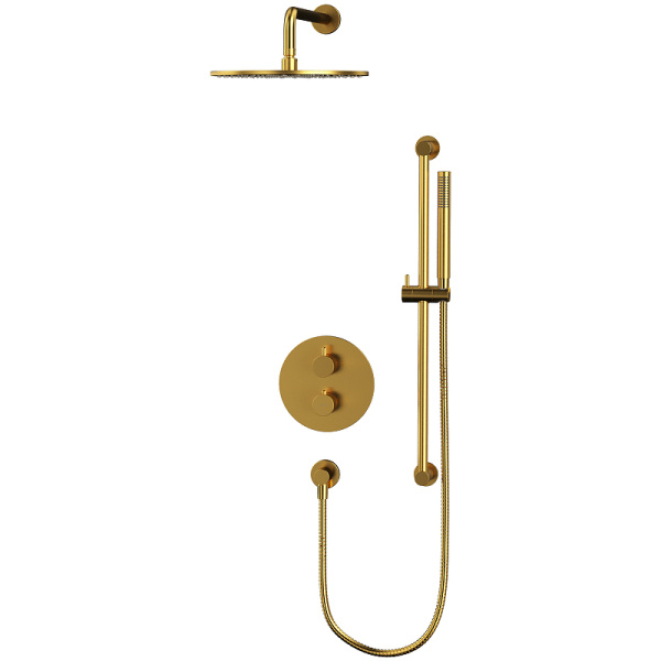 Душевая система Whitecross Y brushed gold YSET09GLB с термостатом Брашированное золото