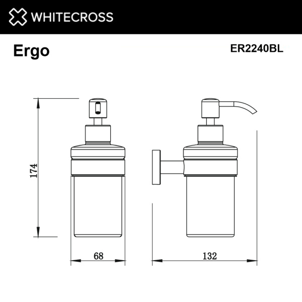 Дозатор для жидкого мыла Whitecross Ergo ER2240BL настенный, черный мат