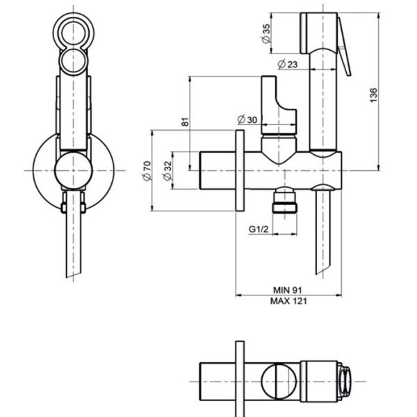 гигиенический душ со смесителем fima carlo frattini collettivita f2320/1nbs шланг 120 см, цвет белый матовый