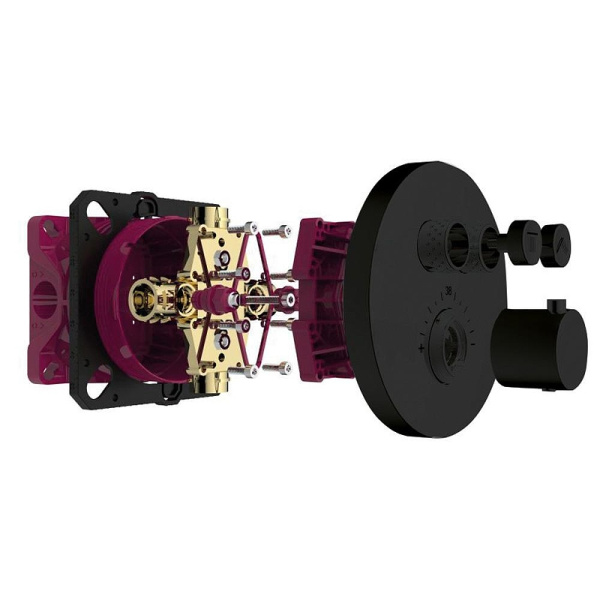 душевая система aquame aqm8405mb с термостатом цвет черный матовый