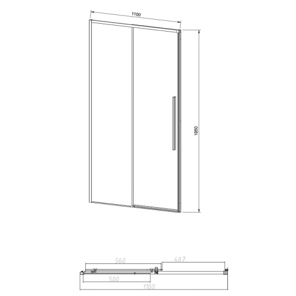 душевая дверь vincea slim-n 110 vds-4sn110clgm профиль вороненая сталь, стекло прозрачное