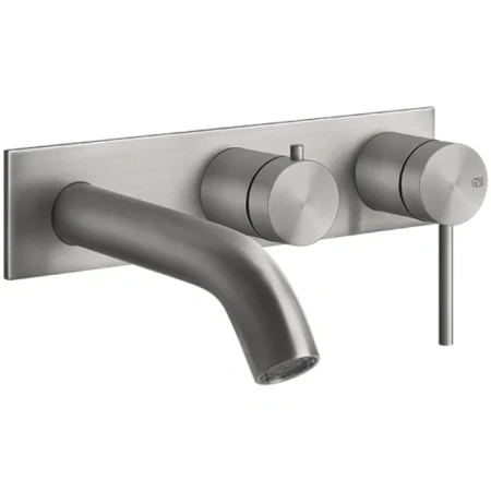 Смеситель Gessi Gessi316 54136#239 для ванны, встраиваемый, внешние части, на 2 выхода, с изливом и переключателем, цвет STEEL BRUSHED