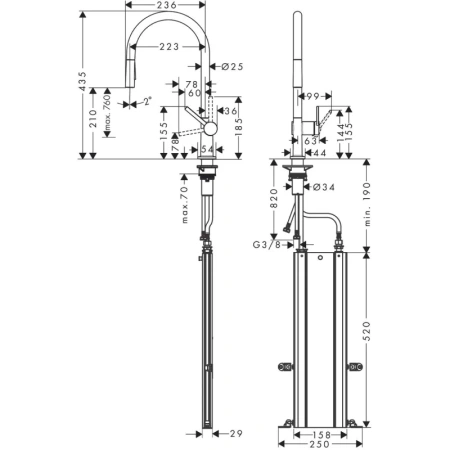 смеситель для кухни hansgrohe talis m54 72801670, черный матовый