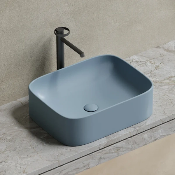 раковина ceramicanova element cn6052mhl накладная, 50.5x38 см, серо-голубая матовая