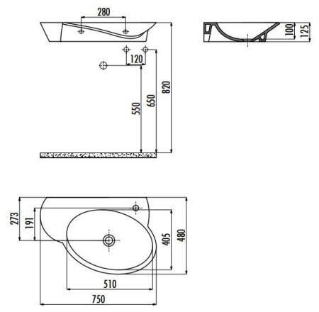 раковина накладная creavit ll073