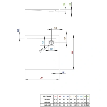 душевой поддон 80×80 см radaway argos c 4ac88-01