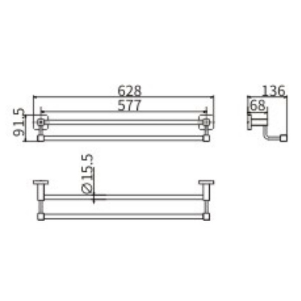 Полотенцедержатель CeramaLux Quadro 61909 двойной Хром