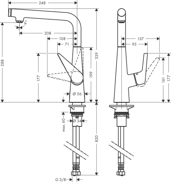 смеситель для кухни hansgrohe talis select m51 72825000