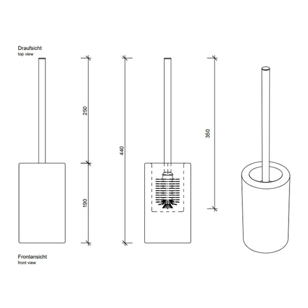 Ёршик для унитаза Decor Walther Universal 0826053, напольный, фарфор, белый/черный матовый