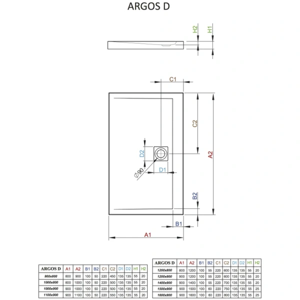 душевой поддон 100×80 см radaway argos d 4ad810-01