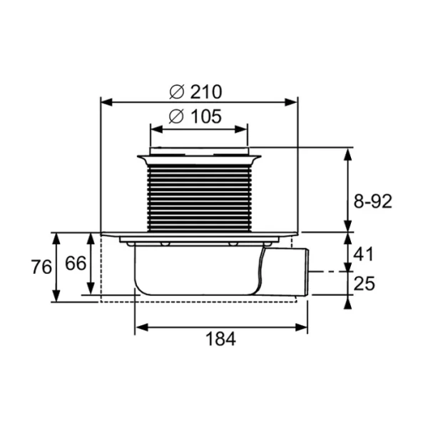 трап tece tecedrainpoint 3601104 s 114, seal system, низкий горизонтальный, dn-50,нержавеющая сталь