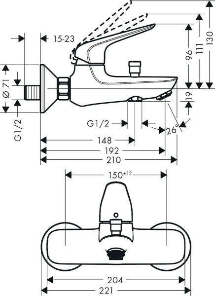 смеситель для ванны hansgrohe novus 71042000