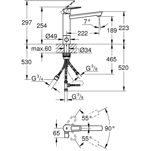 смеситель для кухни grohe bauloop 31713000