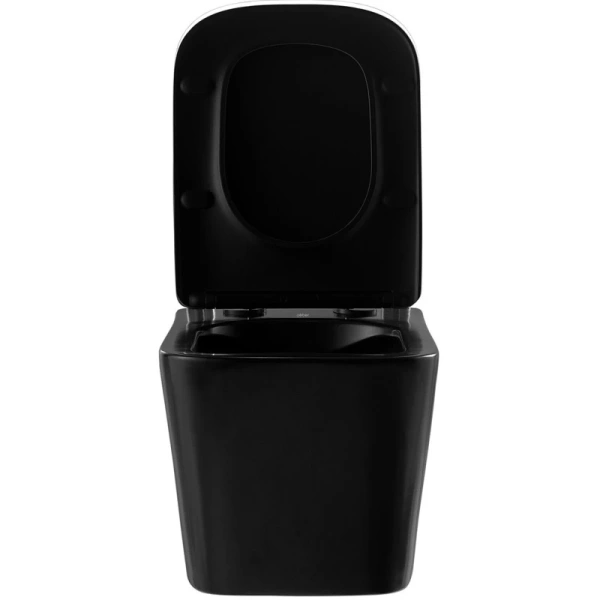 унитаз подвесной abber rechteck ac1200mb безободковый, с сиденьем микролифт, черный матовый