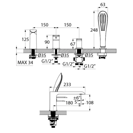 смеситель на борт ванны iddis calipso calsb42i07