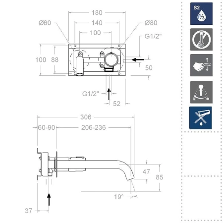 смеситель для раковины ramonsoler tzar 342103nm черный матовый