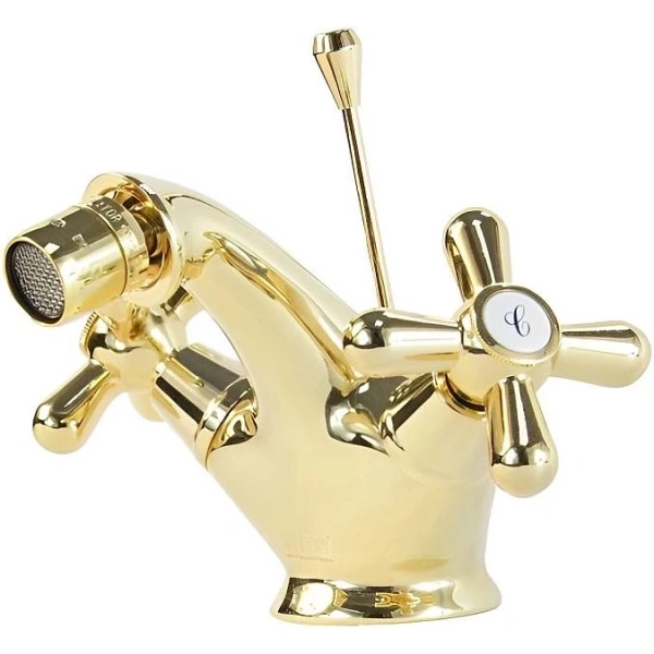 смеситель webert armony am710102010 для биде, с донным клапаном, золотой