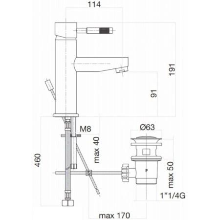 смеситель для раковины с донным клапаном webert rimini ri830102560