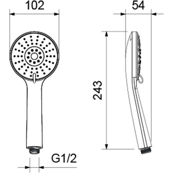 ручной душ aquatek бетта 100 3 jet aq2009mb черный матовый