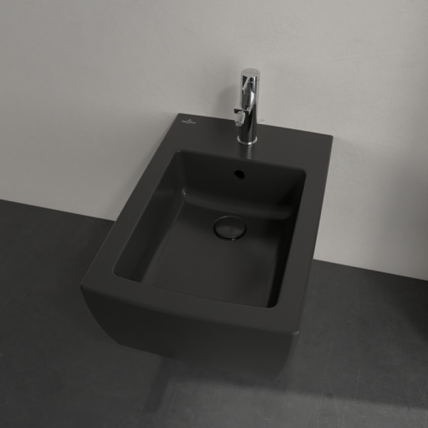 биде villeroy & boch memento 2.0 443300r7 подвесное, pure black с ceramicplus