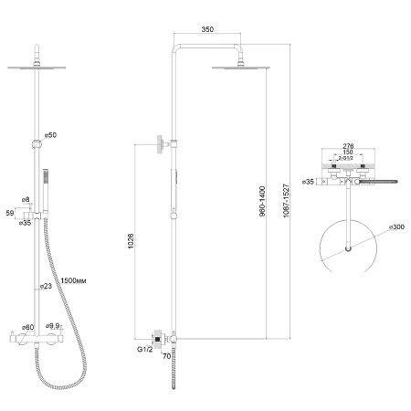 душевая система whitecross y brushed nickel y1244nib брашированный никель
