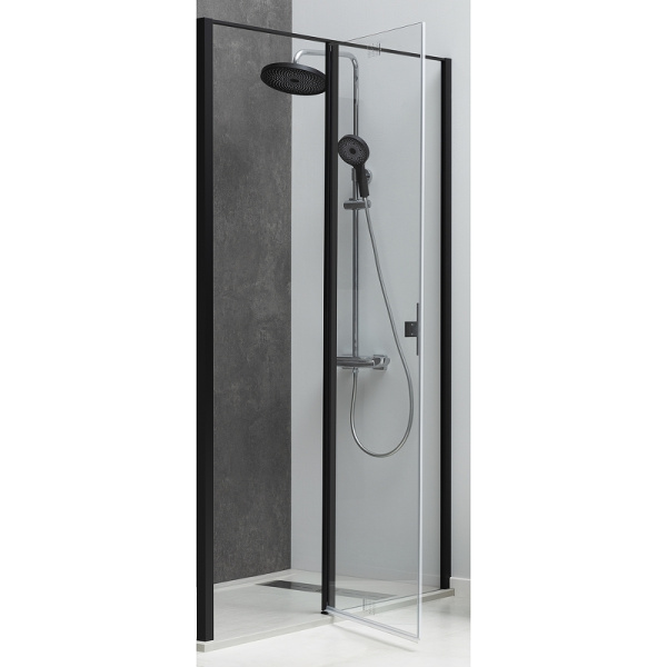 дверь для душевой кабины allen brau priority 160 3.31039.bba профиль черный браш, стекло прозрачное