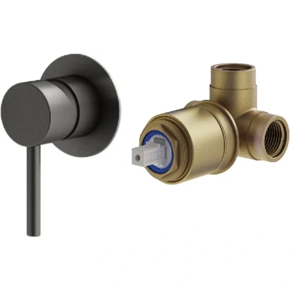 душевой комплект plumberia selection ixo kitxo01gr 250 мм, со смесителем, графит