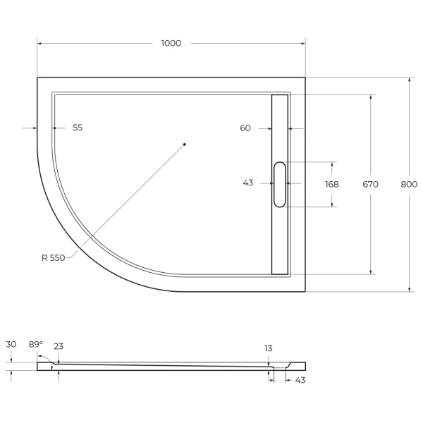 душевой поддон из искусственного камня cezares tray as 100x80 r tray-as-rh-100/80-30-w-r белый