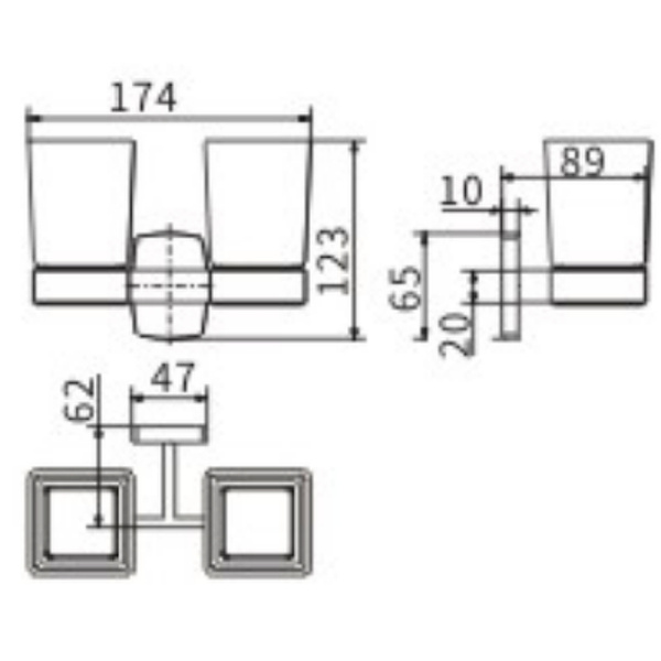 Стакан для зубных щеток CeramaLux Cube 12603 двойной Хром