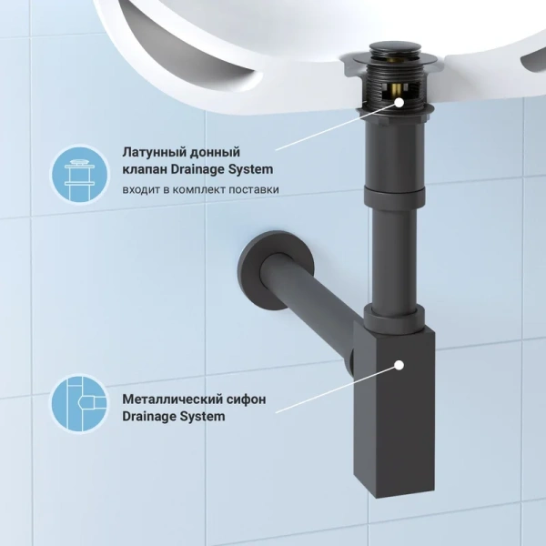 Комплект Wellsee Drainage System 182110001 32 мм, бутылочный, матовый черный