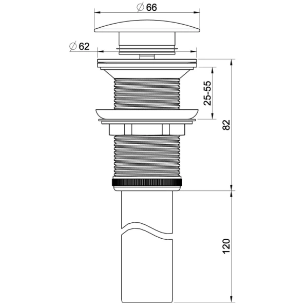 донный клапан для раковины wonzon & woghand ww-88ss04-mb без перелива, черный матовый