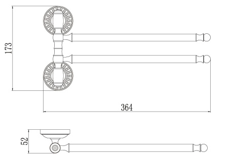 держатель для полотенец savol поворотный (2-ой) (s-006602h)