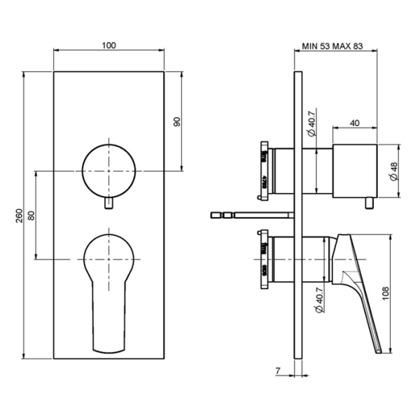 смеситель для душа fima carlo frattini serie 4 f3769x6cr с переключателем на 3 источника, цвет хром