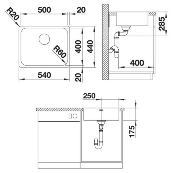 кухонная мойка blanco supra 500-if полированная сталь 526351