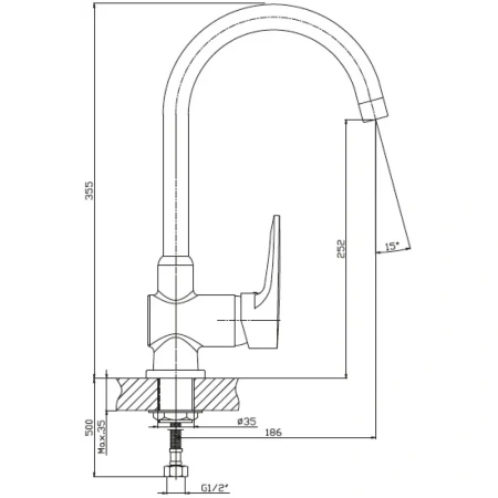 смеситель для кухни granfest 3023 бежевый