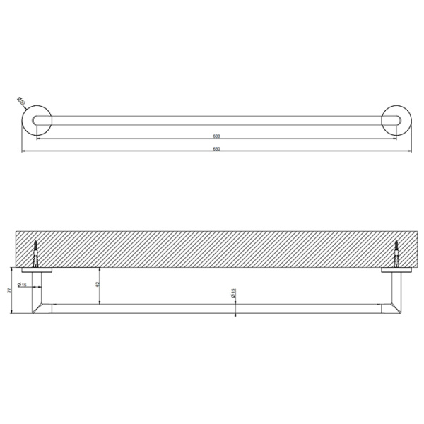 Gessi Gessi Tondo Полотенцедержатель, 60 см, цвет: Finox Brushed Nickel