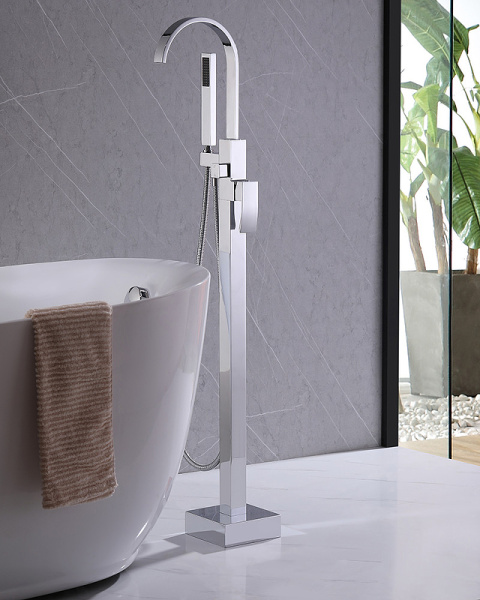 смеситель abber wasserfall af8615 для ванны с душем, напольный, цвет хром