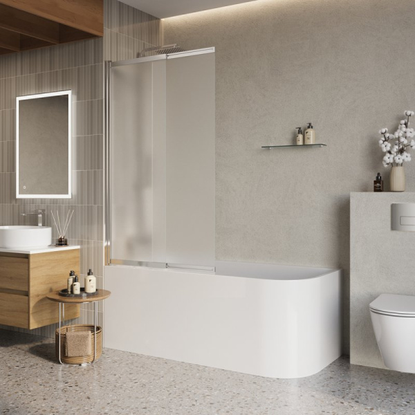 шторка на ванну belbagno luce 80 luce-vf-11-80/145-c-cr профиль хром стекло прозрачное