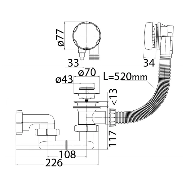 слив-перелив cezares czr-stp1-01 полуавтомат хром