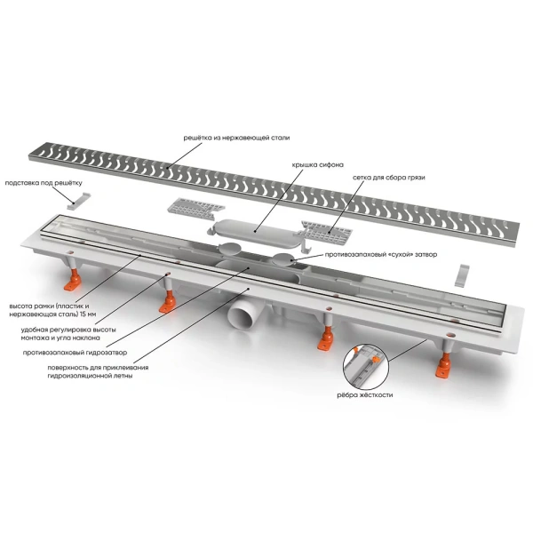 душевой лоток mch-veconi basic 850 мм v850b