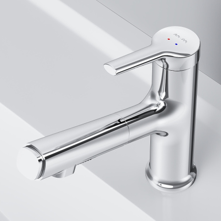 смеситель для раковины с вытяжным изливом am.pm x-joy f85b02900 цвет хром