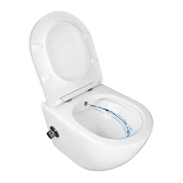 унитаз azario allegro az-3105b подвесной, безободковый, с сиденьем микролифт, с функцией биде, глянцевый белый