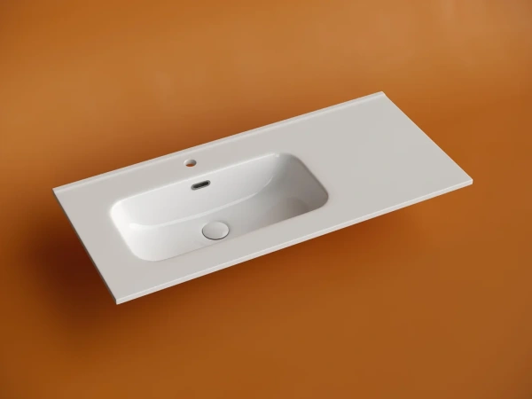 раковина накладная мебельная ceramicanova element прямоугольная 101 см с чашей слева с отверстием под смеситель цвет белый cn7003l