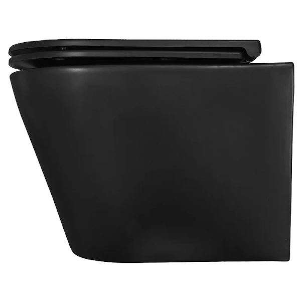 унитаз azario teramo az-0053-uq3-mb подвесной, безободковый, с сиденьем микролифт, слив "торнадо", 51.5х35.5х36.5 см, черный матовый