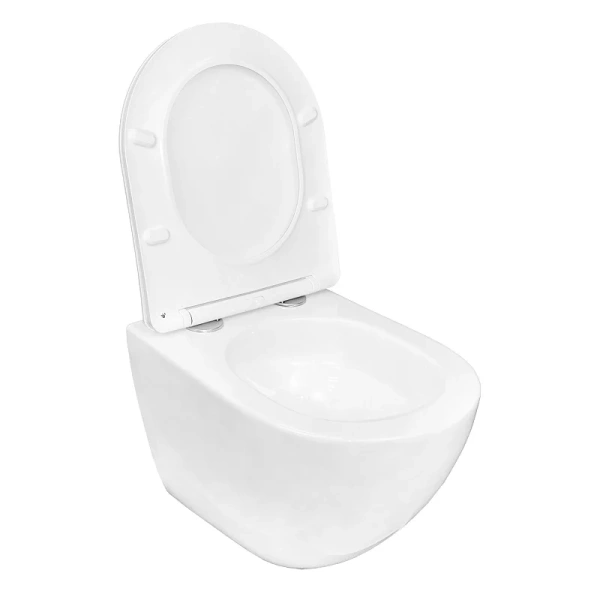 унитаз azario trevi az-0093uq3 подвесной, безободковый, с сиденьем микролифт, слив "торнадо", 49.5х36х39 см, белый