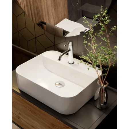 раковина aquame aqm5001 50.5x40 см, накладная, белая глянцевый