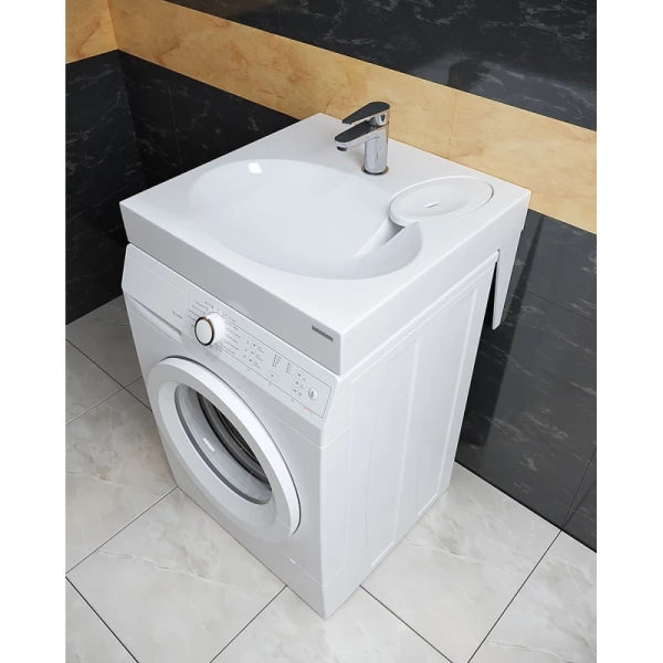 раковина paulmark stern pm700431 над стиральной машиной, 59.2x59.2 см, белая