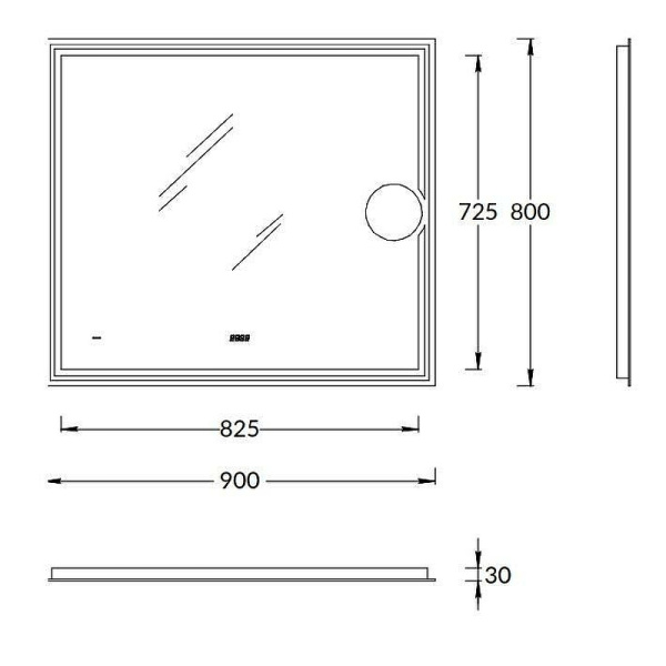 зеркало kerama marazzi tecno 90 te.mi.90.1 с подсветкой с бесконтактным выключателем с увеличительным зеркалом с подогревом и часами